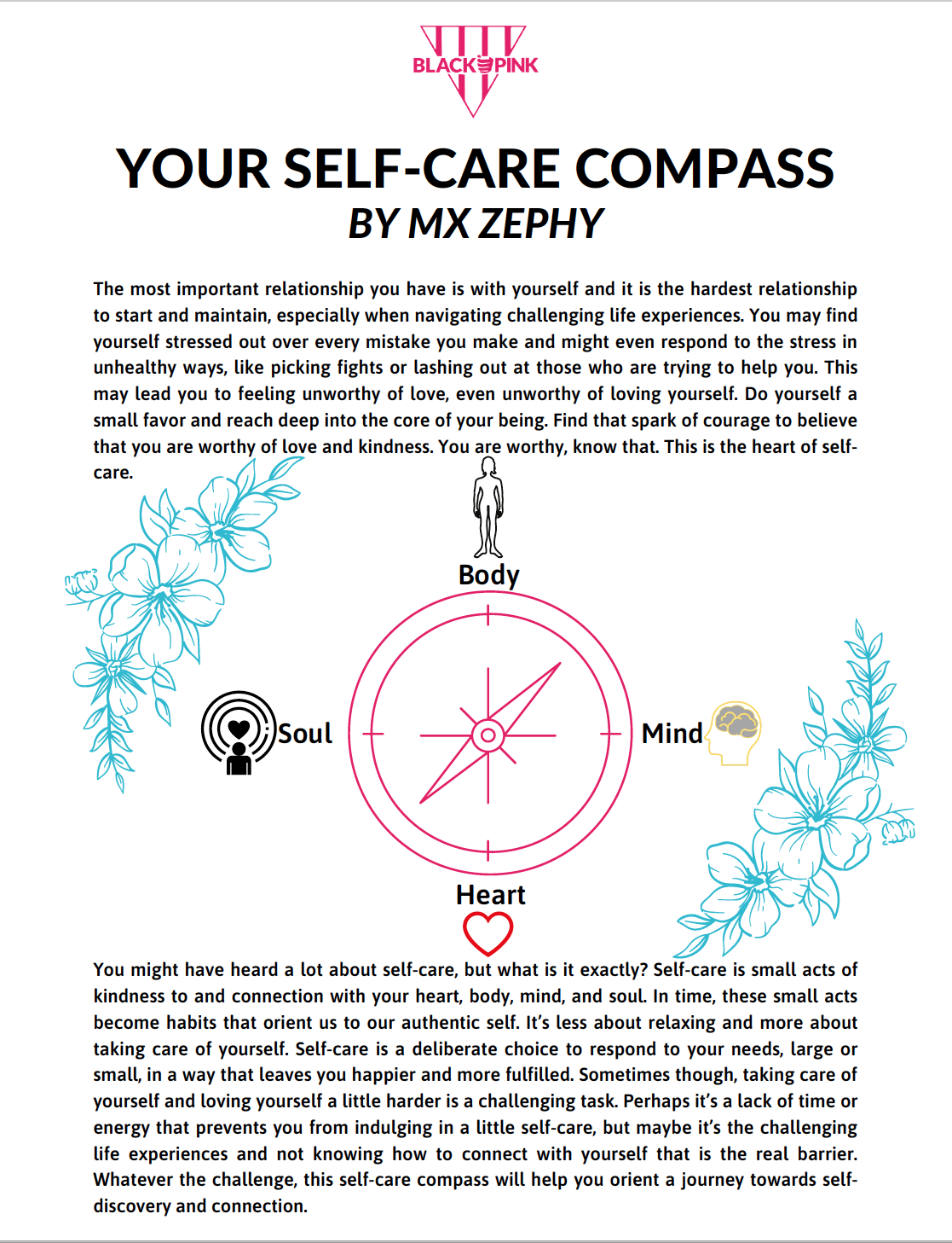 Your SelfCare Compass! Black And Pink